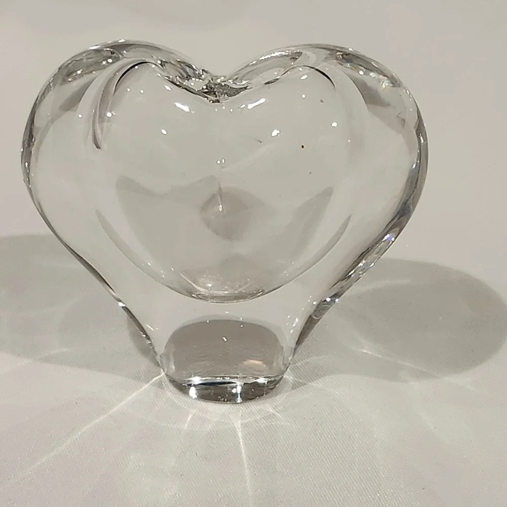Heart Bud Vase Home Decor Small Clear Hand Blown Glass